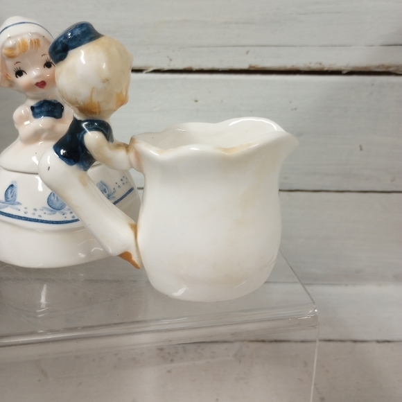 Vintage Enesco Mini Dutch Boy & Girl Creamer & Sugar Bowl E-5817. - Picture 5 of 11